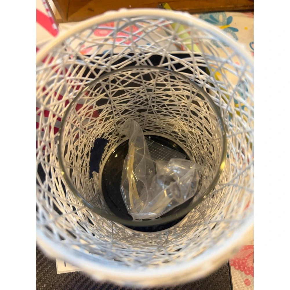 Pink Zebra White Woven Wire Nest Accent Shade with Glass Insert Simmer Pot PZ-12